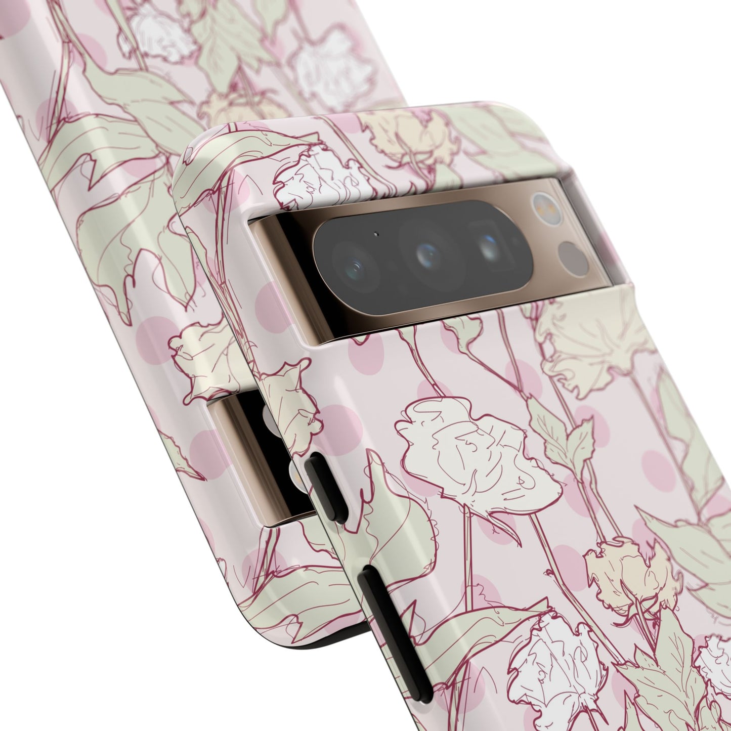 Roses and Dots in Pink Tough Cases for Google Pixel