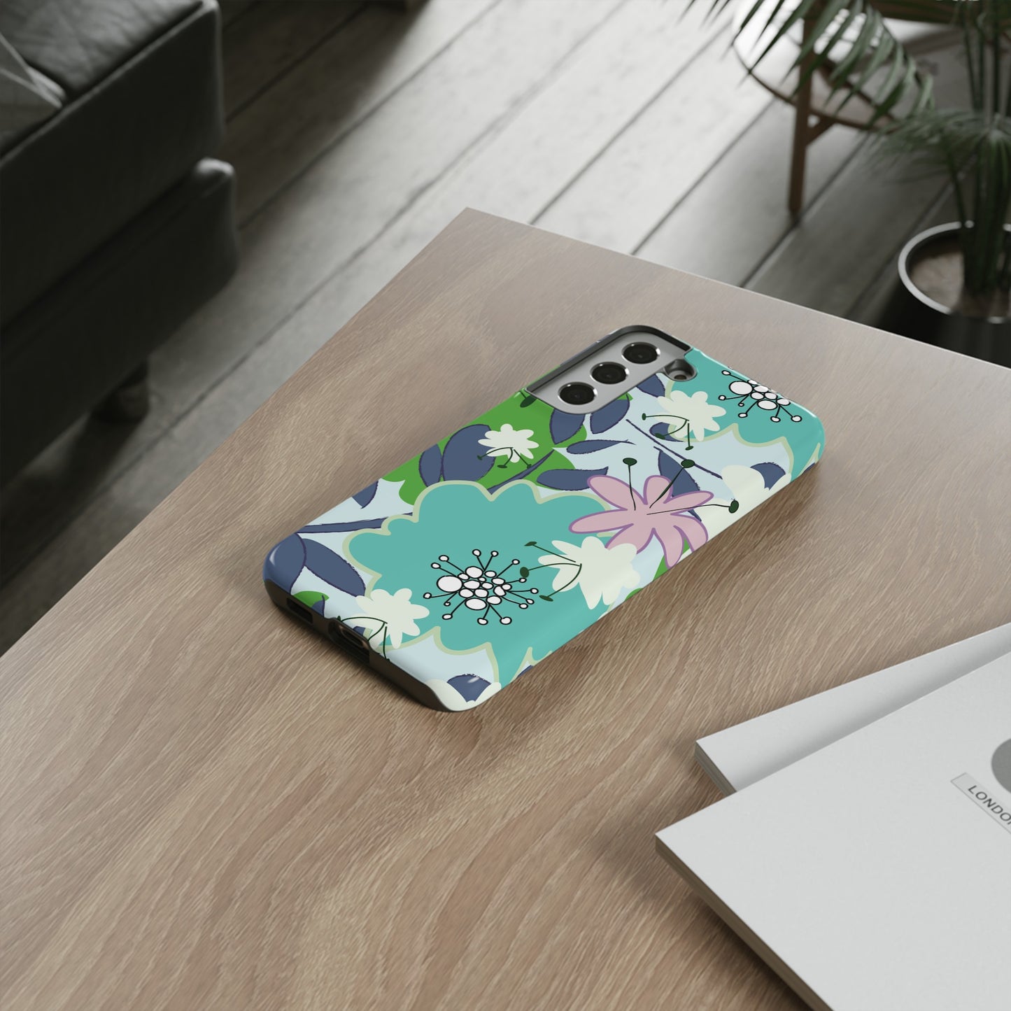 Mid Mod Floral in Blue and Green Tough Cases