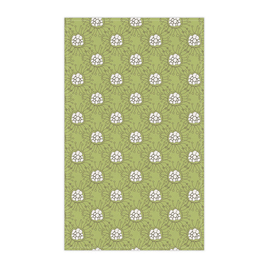 White Dots on Green  Kitchen Towel