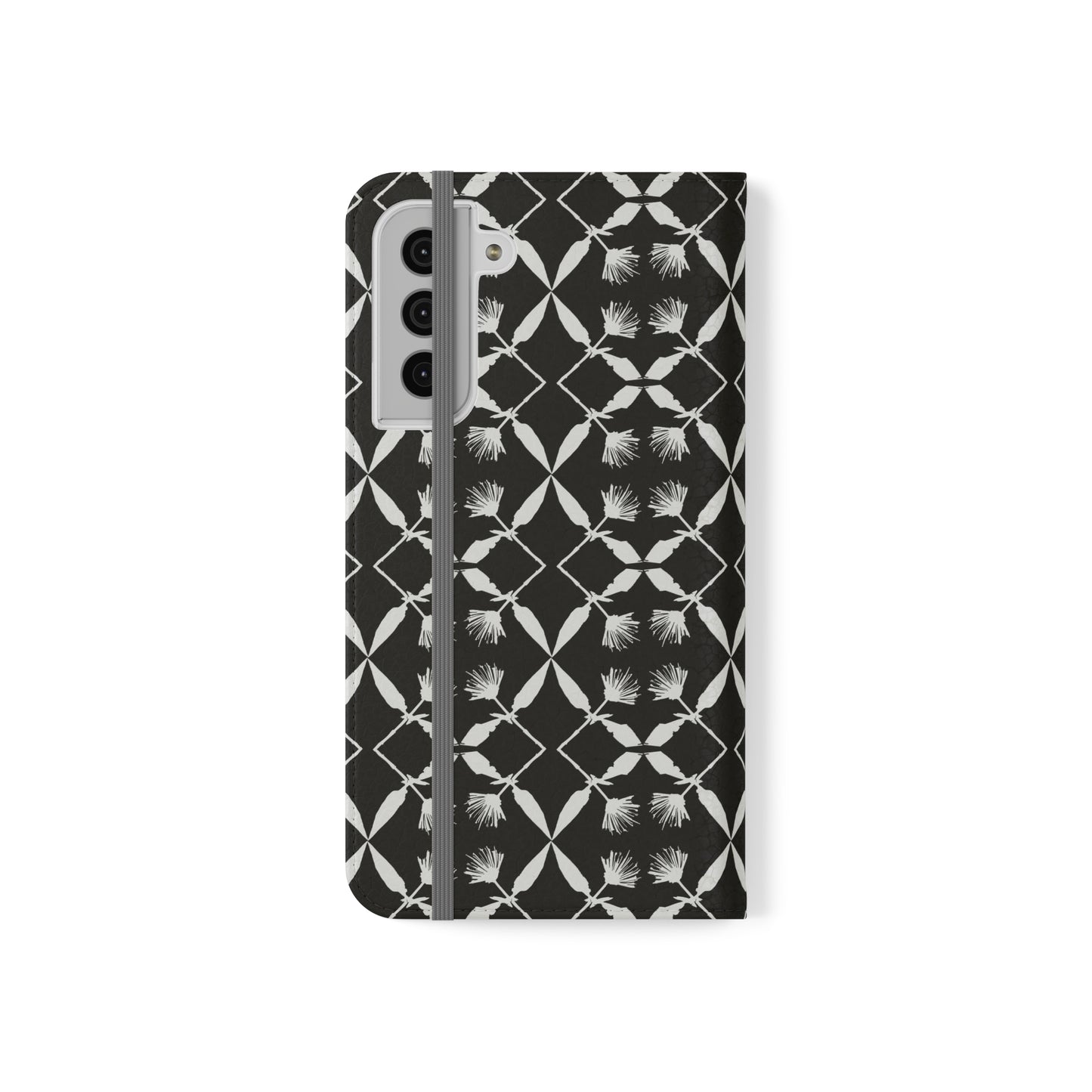 Black and White Floral Flip Cases for Samsung