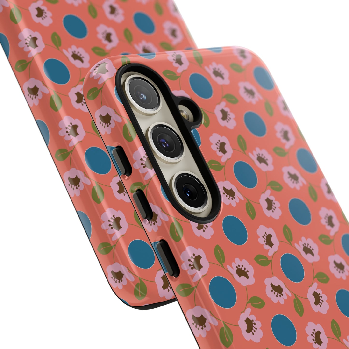 Wildflowers with Dots in Coral and Blue Tough Cases for Samsung