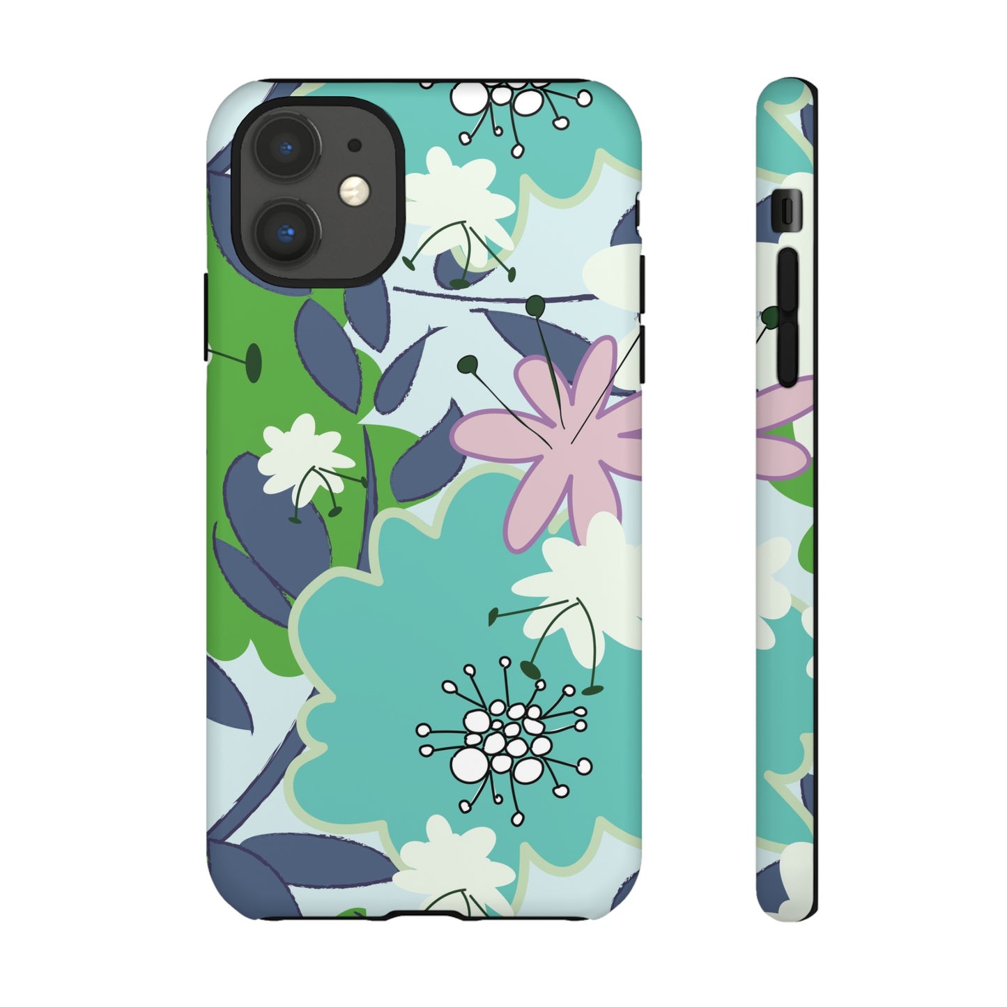 Mid Mod Floral in Blue and Green Tough Cases