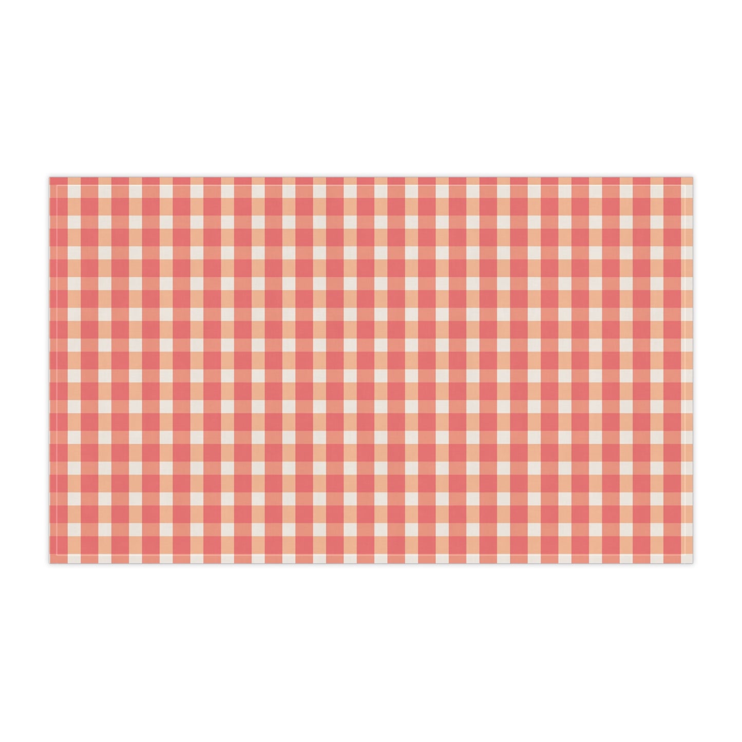 Peach and Cream Simple Gingham Check Kitchen Towel