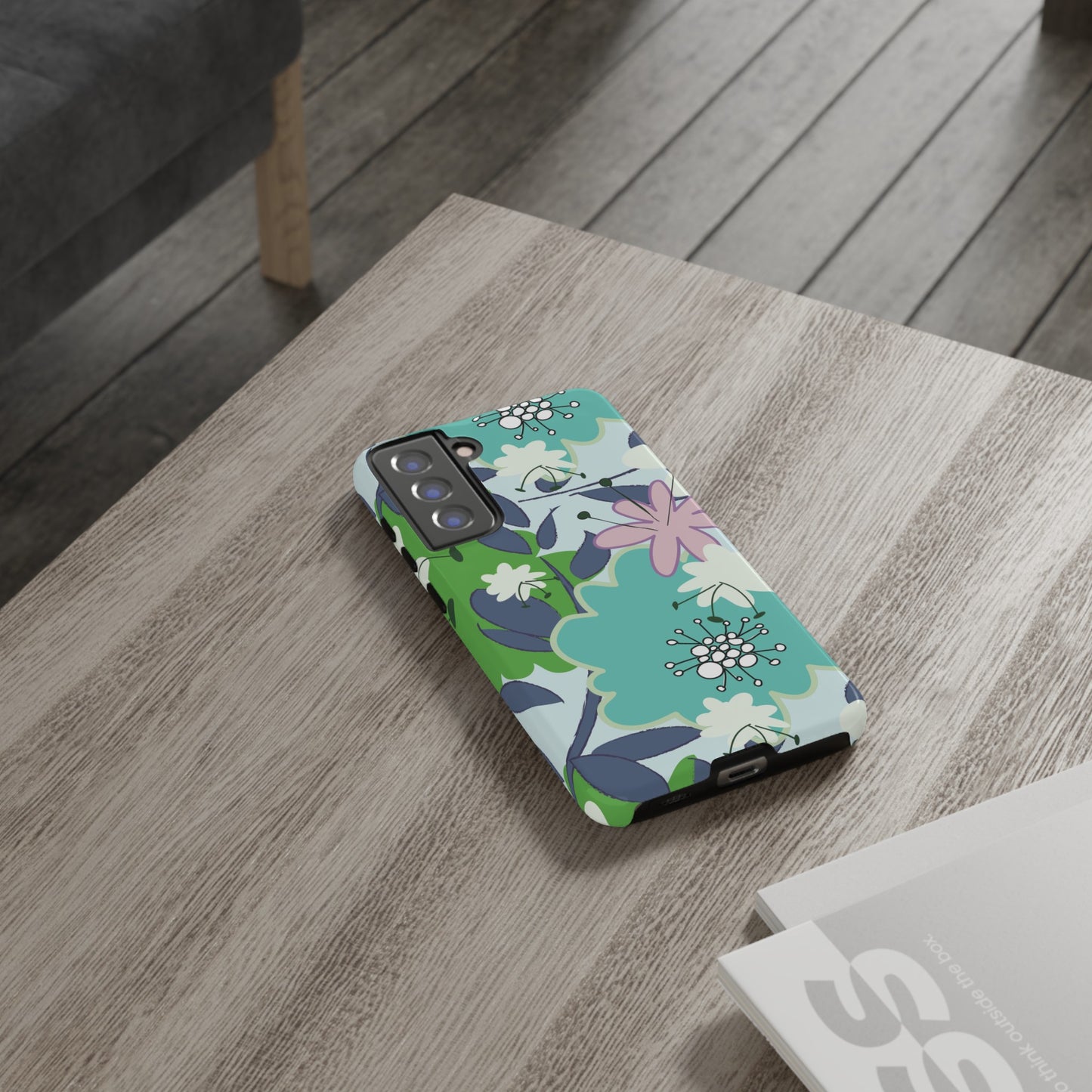 Mid Mod Floral in Blue and Green Tough Cases