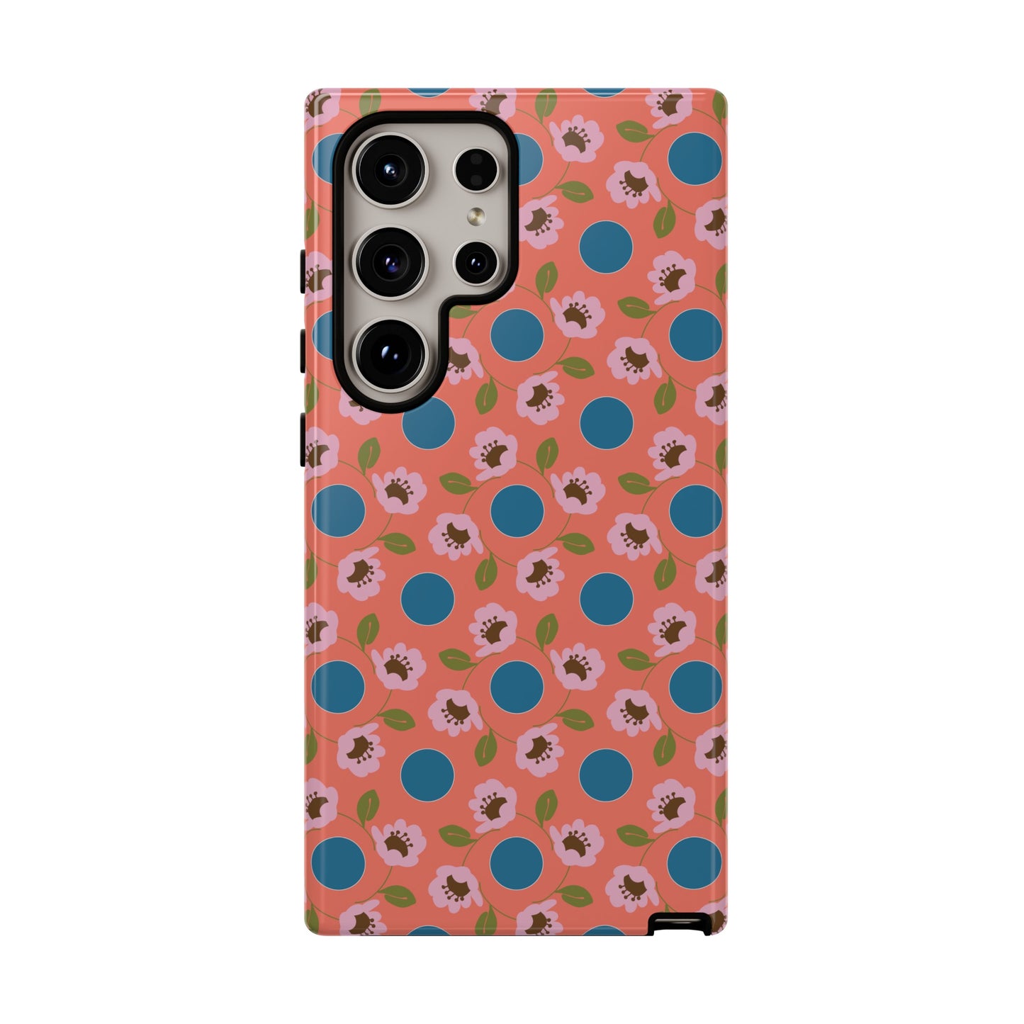 Wildflowers with Dots in Coral and Blue Tough Cases for Samsung